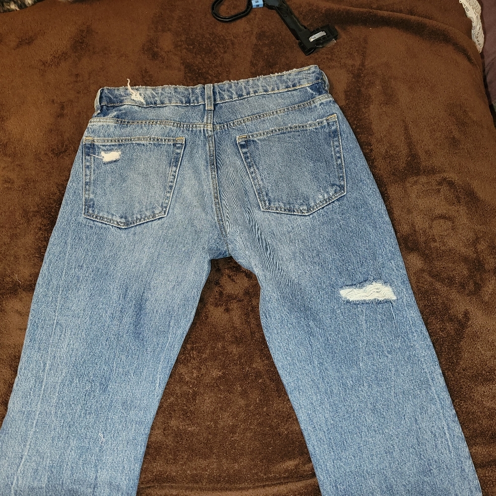 TRF IX'D DENIM MAKERS distressed jeans with ribbon lace up ankles - Picture 6 of 8